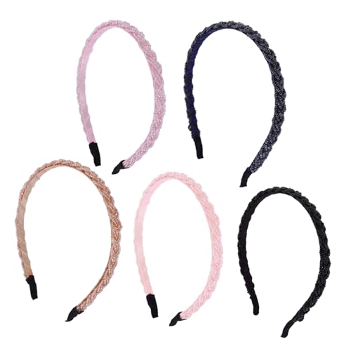 FOMIYES 5 Stück Teiliges Stirnband mit Handgefertigten Kristallperlen Modische Haarschmuck für Damen und Mädchen Geflochtene Haarbänder in Mischfarben Geeignet für Partys Festivals und von FOMIYES