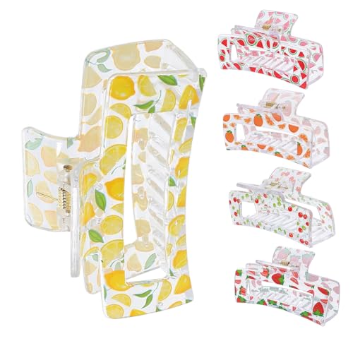 FOMIYES 5 Stück Teiliges Transparentes Haarspangen mit Fruchtmotiv Leichte Haarklammern für Dünnes und Dickes Haar Rutschfeste Haarklammern für Frauen Einfach zu Verwenden und Stabiler von FOMIYES