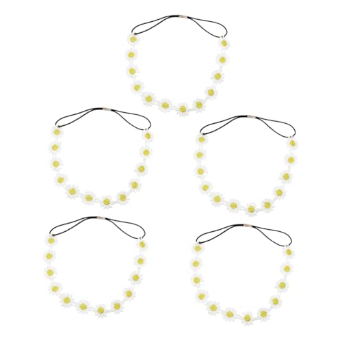 FOMIYES 5 Stück Teiliges Weißes Kleines Haarband Bequemes Modisches Stirnband mit Gelbem Blütenzentrum Geeignet für Damen Mädchen und Outdoor Eleganter Haarschmuck für Alltag und Fest von FOMIYES
