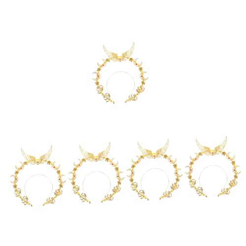 FOMIYES 5st Halo-stirnband Unserer Lieben Frau Gespickt Bridel-kopfschmuck Party-stirnband Engel Braut Gold Halo Stirnband Hochzeit Kopfschmuck Damen-stirnband Göttin Fräulein Schal Metall von FOMIYES