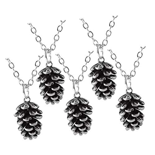 FOMIYES 5 Stück Weihnachtsdekoration Kiefernzapfen Halsketten Silberfarbig Festliche Halskette Modisches Schmuckstück für Familien und Freunde Weihnachtsbaumschmuck Accessoire von FOMIYES