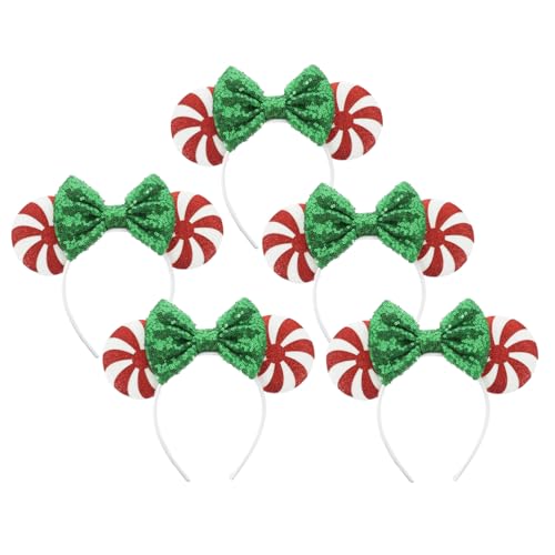FOMIYES 5 Stück Weihnachtsstirnband mit Pailletten Schmetterlingsschleife Fest Sitzendes Haarband für Damen und Mädchen Weiches Material Modisches Accessoire für Weihnachtsfeiern und von FOMIYES