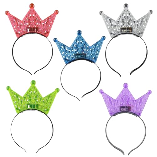 FOMIYES 5 Stücke LED Stirnband Kronen Blinkende Krone Stirnbänder Leuchten LED Crown Tiara Princess Stirnband Für Kinder Geburtstag Neujahr Party Supplies Gefälligkeiten (Zufällige Farbe) von FOMIYES