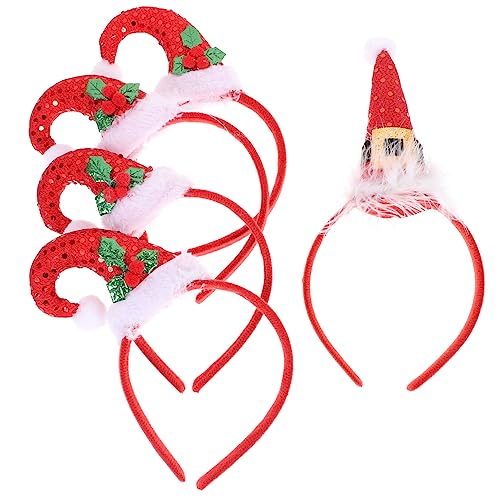 FOMIYES Einzigartige Weihnachts-haarreifen 5 Stück Funkelnde Weihnachtsmütze Stirnband Für Weihnachtsfest-dekoration Zufälliger Stil von FOMIYES