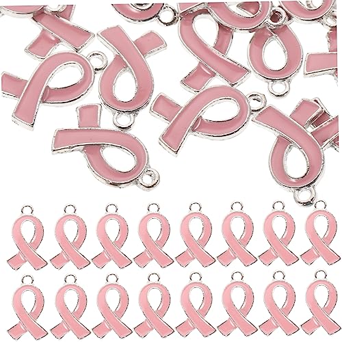 FOMIYES 50 Stück Anhänger Zur Prävention Von Brustkrebs Brustbewusstsein Rosa Reiz Schmuck Diy Legierung Anhänger Charms Anhänger Aus Legierungsbändern Band-anhänger Zinklegierung von FOMIYES