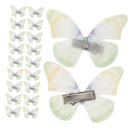 FOMIYES 50 Stück Doppelschicht Organza Schmetterling Haarklammern Hellgrün Volumenverstärkende Rutschfeste Haarspangen mit Starker Alligator-klammer Vielseitig für Frauen Mädchen Party und von FOMIYES