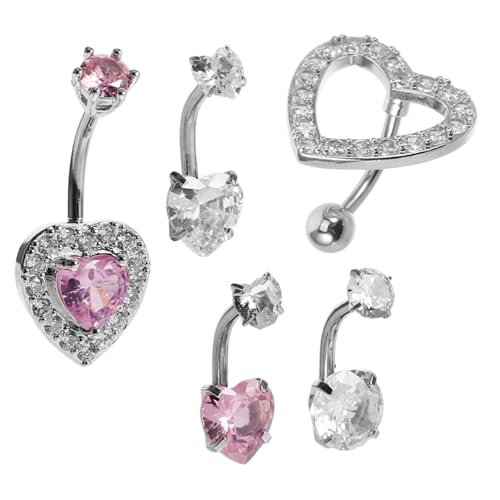 FOMIYES 5Stücke Bauchnabelpiercing Herzform Schmuck für Damen Langlebiges Stilvolles Bauchnabelpiercing mit Schickem Design für Verschiedene Anlässe von FOMIYES