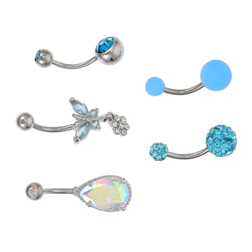 FOMIYES 5Stücke Teiliges Bauchnabelpiercing mit Zirkonia für Frauen Stilvolle Körperdekoration Geeignet für Festivals Partys und von FOMIYES