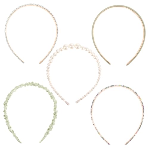 FOMIYES 5Stücke Teiliges Damen Perlenstirnband Haarbänder für Strand Freizeit Vielseitiges Haarschmuck Accessoire Verschiedenen Farben für zu Weihnachten von FOMIYES