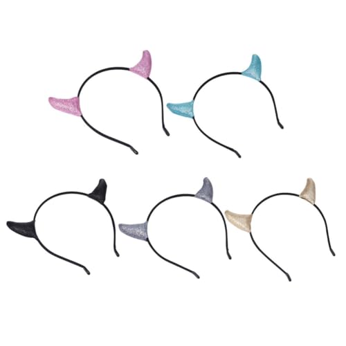 FOMIYES Halloween Haar Hoop 5 Stücke Set Leistung Kopfbedeckungen Glitter Hörner für Erwachsene Jungen und Mädchen Partys von FOMIYES