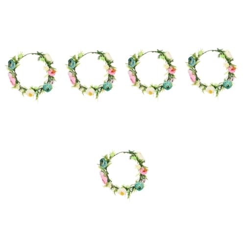 FOMIYES 5st Künstlicher Rosenkranz Hochzeit Weißer Schleier Rosengirlande Blumenkranz Stirnband Florales Stirnband Haarschmuck Für Frauen Hochzeit Festkranz Braut Mädchen Plastik Hawaii von FOMIYES