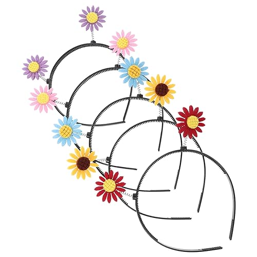 FOMIYES 5 Stück Sonnenblumen-stirnband Großpackung Frühlings-haarreifen Für Kinder Mädchen Party Kopfbedeckung Gelb Rot Elastisch Bequem Für Karneval Weihnachten von FOMIYES