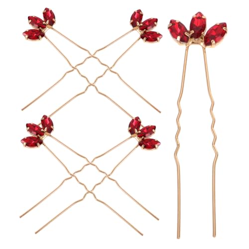 FOMIYES 5stücke Strass-haarnadeln Rote Strass-haarspangen Braut-kopfschmuck Burgunderfarbene Haarspange Rote Für Braut Für von FOMIYES