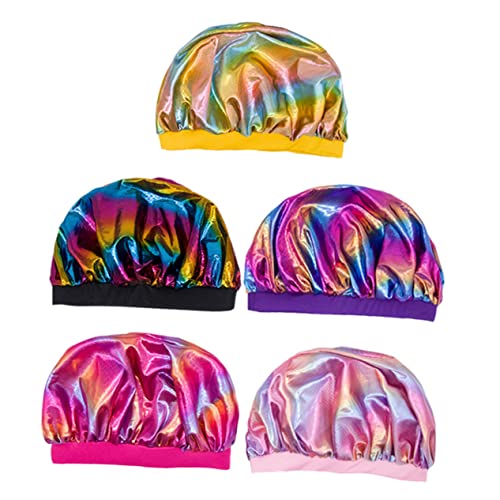 FOMIYES 5stücke Teiliges Set Bunter Haarnetze Mit Breitem Elastischem Band Multifunktionale Schlafhaube Duschhaube Und Chemotherapie-kappe Für Junge Mädchen Und Erwachsene von FOMIYES