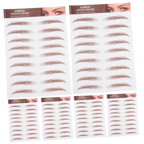 FOMIYES 6 Blätter Wassertransfer Augenbrauen Aufkleber Realistische Braune Augenbrauen Tattoos für Natürliche Temporäre und Schweißfest von FOMIYES