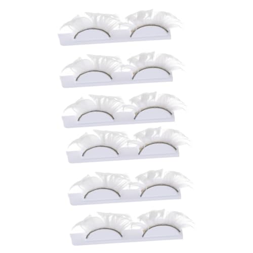 FOMIYES 6 Paare Falsche Wimpern Handbuch Wimpern Make-up Dramatische Wimpern Lotusblüten-kerzenhalter Halloween-wimpern Cosplay Halloween Übertriebene Wimpern Haar Weiß Bilden Tanzkostüm von FOMIYES