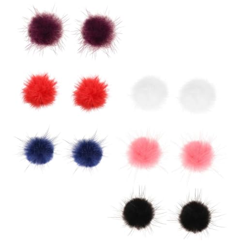 FOMIYES 6 Paare Fellbommel Ohrstecker Damen Herbst Winter Ohrschmuck Flauschige Kugel Ohrringe Modisch Vielseitig Süß Geschenkidee Alltag Hochzeit Party Zufällige Farbe Zufällige Farbe von FOMIYES