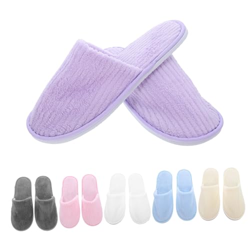 FOMIYES 6 Paare Hotel Gästepantoffeln Waschbare Rutschfeste Hausschuhe mit Geschlossenem Zehenbereich Komfortable Isolierende Spa Slipper für Innenräume Reise und Bad von FOMIYES