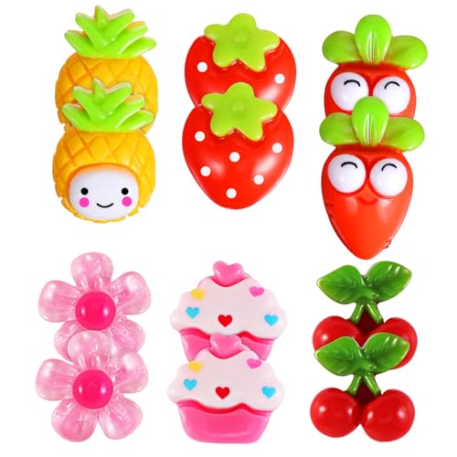 FOMIYES 6 Paare Ohrclips Niedliche Clip Ohrringe für Kleine Mädchen Schmerzfrei Piercing Bunte Designs mit Früchte und Blumenmotiven als für Geburtstage und Feiertage von FOMIYES