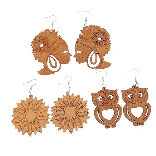 FOMIYES 6 Paare Stylische Holz Ohrhänger Geometrische Ohrringe für Frauen Diy Ohrschmuck Robustem Holz Leicht und für von FOMIYES