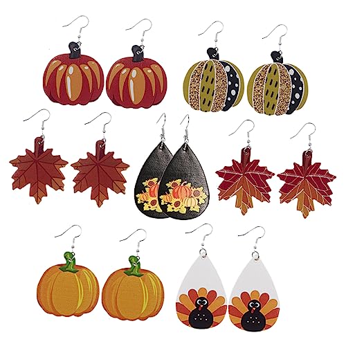 FOMIYES 6paare Kürbis-ohrringe Aus Kunstleder Für Damen Thanksgiving-motiv-ohrringe Dekorative Ohrringe Für Festival von FOMIYES
