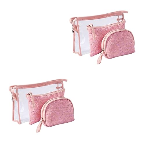 FOMIYES 6 STK Frauen Reisen Make-up-zubehör Rosa Kosmetiktasche Reisekosmetiktaschen Klare Schminktasche Reise-Make-up-Organizer Kosmetiktasche Aus Spitze Reißverschluss Toilettenartikel von FOMIYES