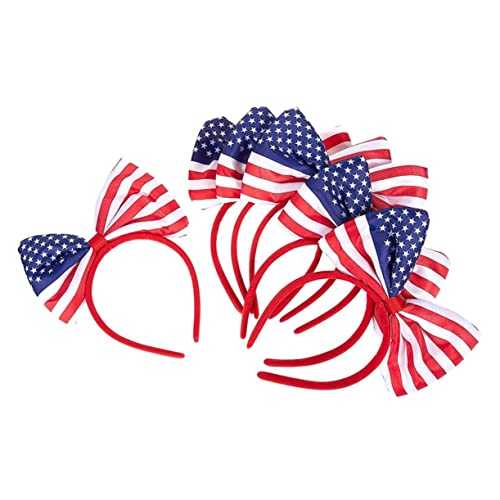 FOMIYES 6st Stirnband Mit Amerikanischer Flagge Patriotischer Amerikaner Haarspange Mit Amerikanischer Flagge Kleid Unabhängigkeitstag Stirnband Usa Satin Fräulein Rot Weiß Blau Partyhut von FOMIYES