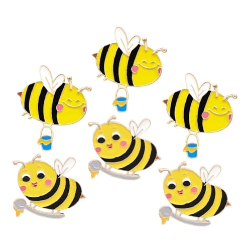FOMIYES 6 Stück Bienen Broschen Süße Cartoon Tier Anstecknadeln für Kleidung Rucksack Robust Langlebig Verspieltes Design Mädchen Jungen Zubehör von FOMIYES