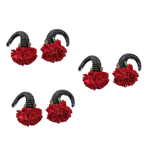 FOMIYES 6 Stk Kopfschmuck Aus Schafshörnern Halloween-haare Gotische Haarnadeln Haarspange Aus Rosenhorn Haarspangen Aus Horn Hörner Cosplay-clip An Schafhörner Cosplay Blumenclip Groß von FOMIYES