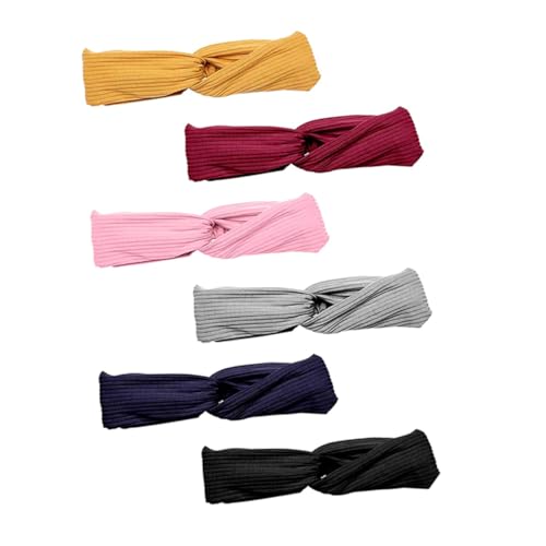 FOMIYES 6 Stück Elastisches Damen Stirnband Weiches Dehnbares Fitness Haarband mit Kreuzknoten Atmungsaktiv Rutschfest Vielseitig für Yoga Laufen Training und Alltag Farben von FOMIYES