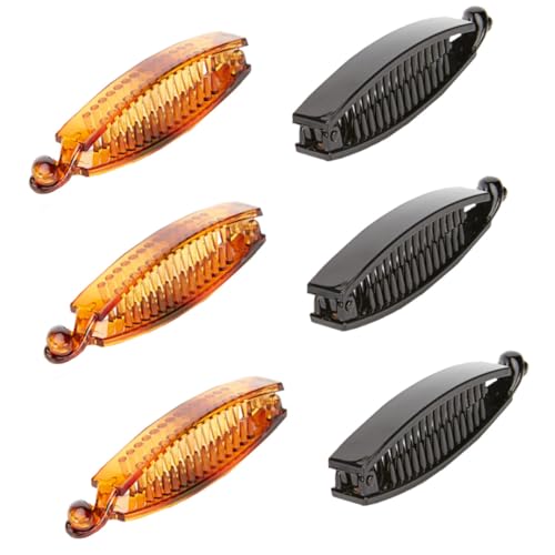 FOMIYES 6 Stück Große Rutschfeste Bananen Haarspangen für Pferdeschwanz Clips in Schwarz und Braun Langlebige Haarklammern für Damen Einfach zu Tragen Fixieren von FOMIYES