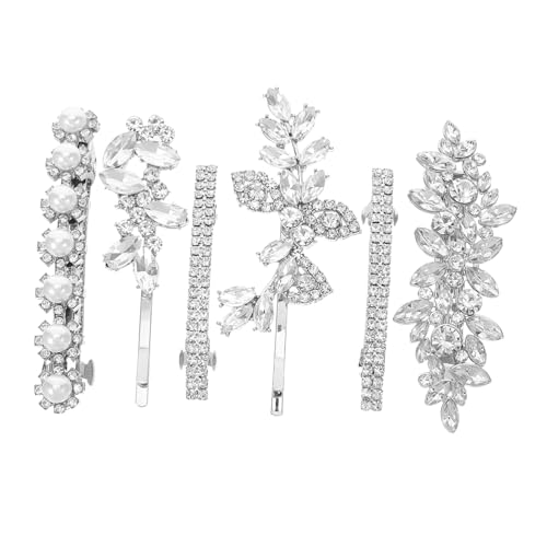 FOMIYES 6 Stück Haarschmuck Mit Blattdesign Brautschmuck Blumenkristall Strass Haarspangen Damen Strass Haarspange Haarspangen Kristallblatt Clip Silberharze von FOMIYES