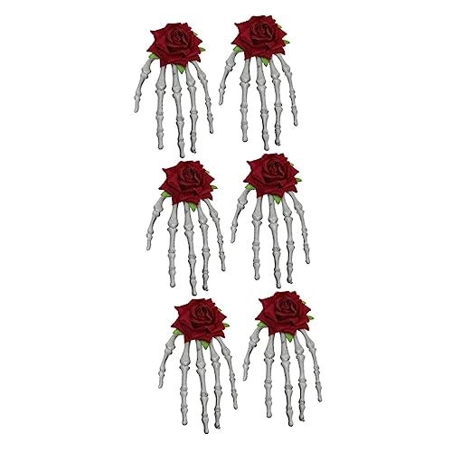 FOMIYES 6 Stk Hand Knochen Rose Haarspange Halloween Hand Skelett Haarnadel Halloween-handknochen-haarnadel Handknochenspange Hand Knochen Haarspange Gotische Haarspangen Requisiten Groß von FOMIYES