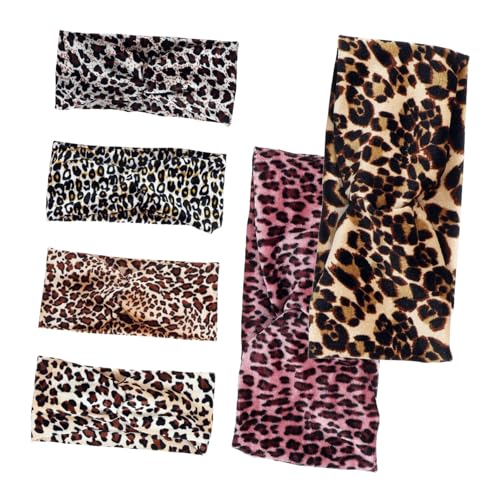 FOMIYES 6 Stück Leopard Print Sport Stirnbänder Damen Knotted Design Leichtes Feuchtigkeitsabsorbierendes Fitness Haarband Für Yoga Laufen Workout Modisches Gym Accessoire von FOMIYES