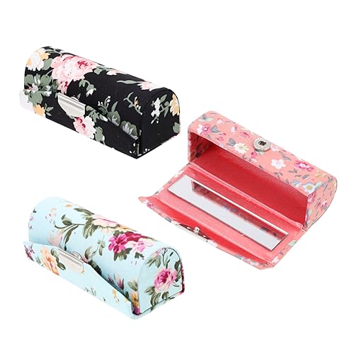 FOMIYES 6 STK Lippenstift-Box Ständer Klammern Lippenstift-Organizer Mit Blumendruck Lipgloss-etui Mit Spiegel Zartes Lippenstiftetui Lippenstift Fall Die Blumen Stoff Verpackung Fräulein von FOMIYES