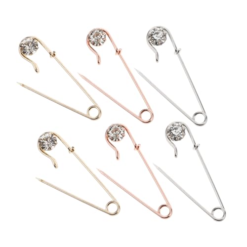 FOMIYES 6 Stück Mode Sicherheitsnadeln für Kleidung Rhinestone Broschen Niedliche Taillen Broschen Shirt Clips für Damen Dekorative Sicherheitsnadeln Gold Roségold und Weiß von FOMIYES