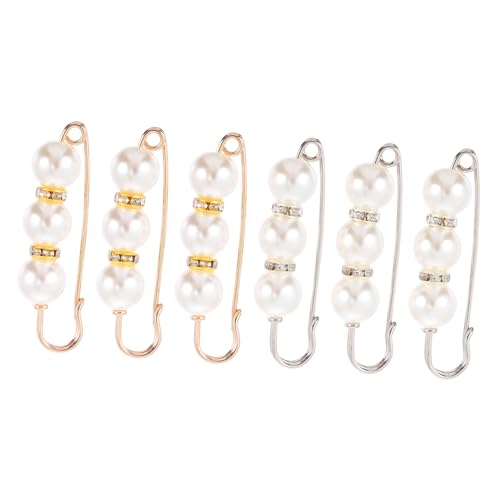 FOMIYES 6 Stück Modische Perlenbroschen aus Legierung und Kunstperlen Dekorative Anstecknadeln für Pullover Schals Kleider und Kragen Vielseitiger Schmuck für Damen und Festliche Anlässe von FOMIYES