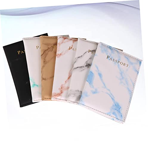 FOMIYES 6 Stück PU Reisepasshüllen mit Marmor Muster Leichte Passport Wallets Blau Schwarz Hellblau Bronze Rot Kompakte Reiseunterlagen Mappe für Damen und Herren von FOMIYES
