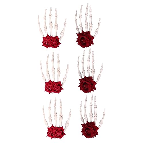 FOMIYES 6 Stk Rosa Stirnband Cosplay-teufel-stirnband Schädel Hand Haarnadel Skelett Haarschmuck Tag Der Toten Haarspange Totenkopf Haarspangen Skeletthaar Groß Sport Fräulein Rosen von FOMIYES