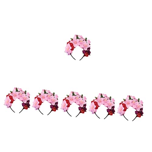 FOMIYES 6 Stk Rosa Stirnband Accessoires Für Damen Tag Der Toten Kopfschmuck Haarreifen Festival-cosplay-kopfbedeckung Halloween-haare Mädchenkleidung Stoff Skelett Braut Partybedarf von FOMIYES