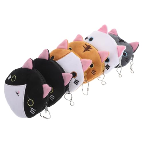 FOMIYES 6stücke Cartoon Katze Münzbeutel Mit Reißverschluss Schmucktasche Zum Aufbewahren Von Schlüsseln Münzen Und Kleinen Gegenständen Leicht Und Tragbar Für Schule Und Alltag von FOMIYES