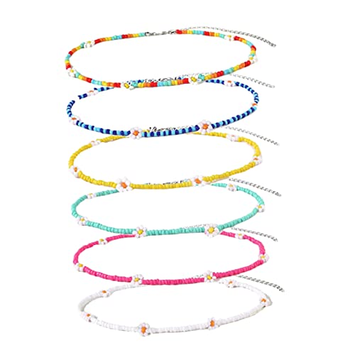 FOMIYES 6 Stück Teiliges Boho Perlenkette mit Blumenanhänger Bunte Sommer Halsketten für Damen und Teenager Modischer Statement Choker Schmuck für Alltag und Party FOMIYES 6 Stück Teiliges Boho Perlenkette mit Blumenanhänger Bunte Sommer Halsketten für Damen und Teenager Modischer Statement Choker Schmuck für Alltag und Party von FOMIYES