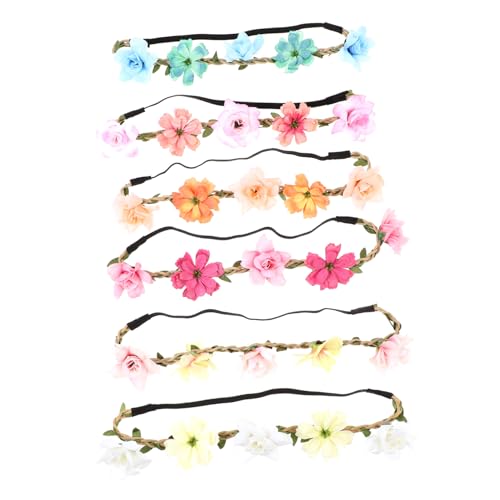FOMIYES 6 Stück Teiliges Braut Blumenhaarband Elastisch Angenehm zu Tragen Buntes Stirnband Blumenkranz Haarschmuck für Frauen Mädchen Hochzeitsfoto Accessoire von FOMIYES