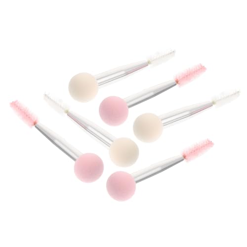FOMIYES 6 Stück Teiliges Dual end Make up Schwamm Multifunktionaler Applikator für Augenbrauenstempel und Mascara Langlebig Hautfreundlich in Weiß und Rosa mit Silberner Hülse für von FOMIYES
