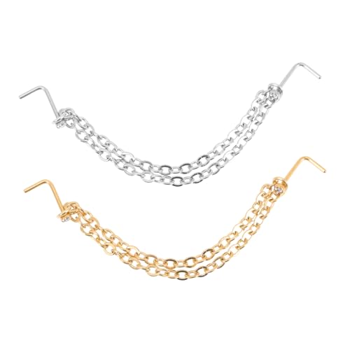 FOMIYES 6 Stück Teiliges Edelstahl Nasenpiercing mit Doppellagiger Nasenkette Leichtes Modisches Schmuckaccessoire für Damen und Herren für Party Alltag und Besondere Anlässe von FOMIYES