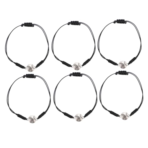 FOMIYES 6 Stück Teiliges Geflochtenes Armband Verstellbare Schmuckstücke für Jungen und Mädchen Handschmuck mit Baseball Anhänger Geeignet für Freizeit und von FOMIYES