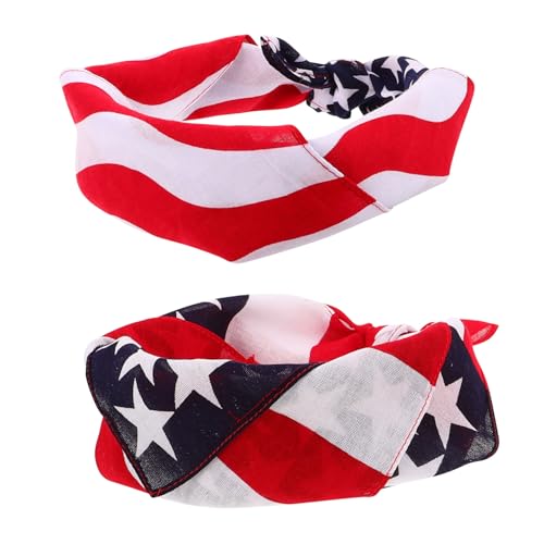FOMIYES 6 Stück Teiliges Große Baumwoll-bandanas mit Amerikanischer Flagge Atmungsaktive Multifunktionale Stirnbänder und Halstücher für Damen und Herren Geeignet für Radfahren Wandern und von FOMIYES