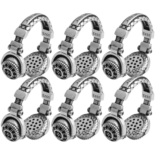 FOMIYES 6 Stück Teiliges Herren Damen Ring Kopfhörerform Punk Stil Alloy Ringe Modisch Robust Langlebig Kreatives Design Geschenk für Alltag und Besondere Anlässe von FOMIYES