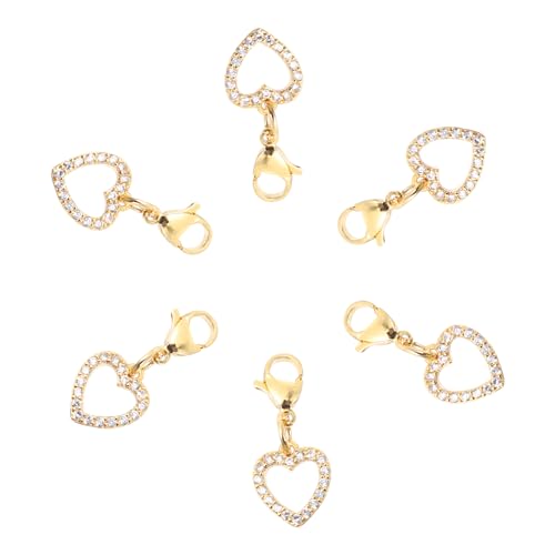 FOMIYES 6stücke Kupfer Herz Anhänger Mit Karabinerverschluss Für Uhrenarmband Ornament Charms Charms Anhänger Herzform Uhrenarmband von FOMIYES