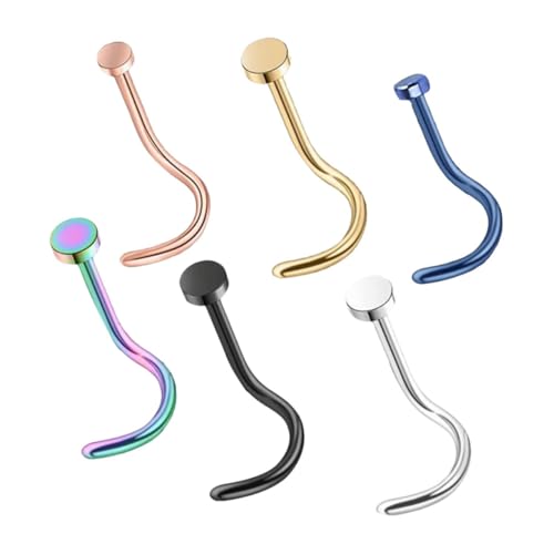 FOMIYES 6 Stück Teiliges Nasenpiercing aus Glatte Oberfläche Nasenringe in Silber Schwarz Gold Blau Bunt und Roségold Unisex Schmuck für Damen und Herren und Langlebig von FOMIYES